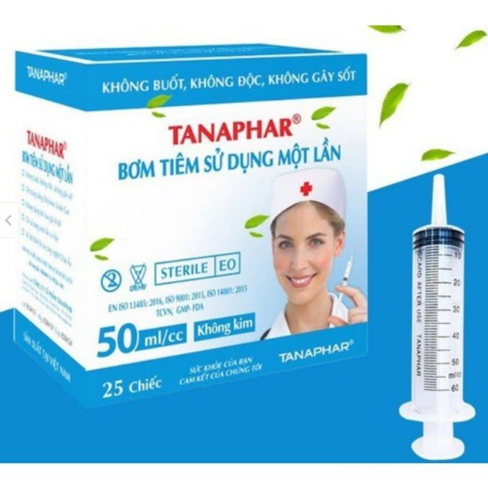 Hộp 25 Bơm Cho Ăn TANAPHAR 50ml - Bơm Y Tế Tiệt Trùng Sử Dụng Một Lần, An Toàn Và Không Gây Dị Ứng
