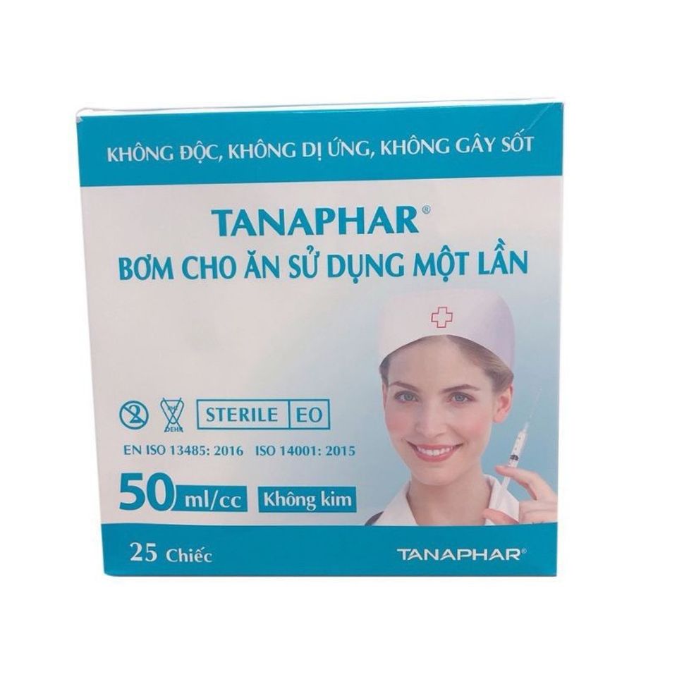 Hộp 25 Bơm Cho Ăn TANAPHAR 50ml - Bơm Y Tế Tiệt Trùng Sử Dụng Một Lần, An Toàn Và Không Gây Dị Ứng