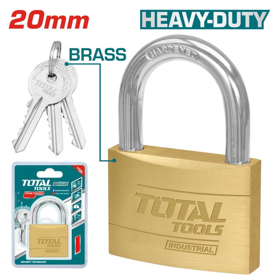 Ổ Khoá Mini 20mm Đồng Thau TOTAL TLK32202 - Bền Bỉ và Đảm Bảo An Toàn, Kèm 3 Chìa Khóa
