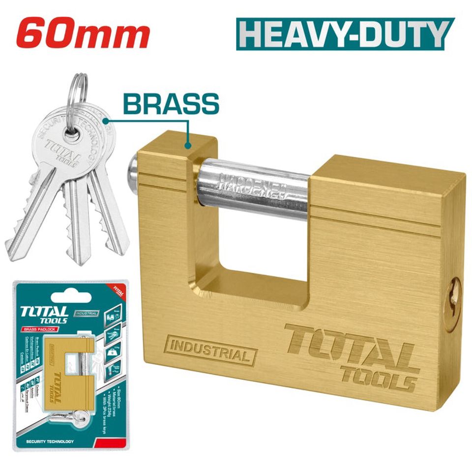 Ổ Khoá Đồng Thau 60mm TOTAL TLK32603 - Bền Bỉ, An Toàn, Kèm 3 Chìa Khóa - Dụng Cụ Tiện Ích Cho Mọi Gia Đình