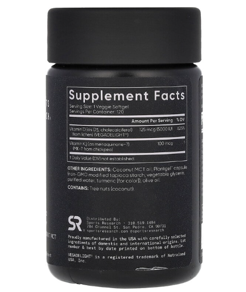Viên uống K2 + D3 cho trẻ em - Vitamin tổng hợp Sports Research 160 viên hỗ trợ phát triển xương và miễn dịch khỏe mạnh