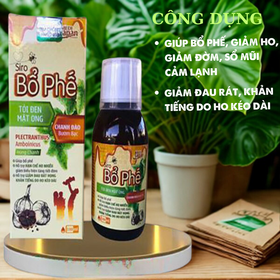 Siro Bổ Phế Tỏi Đen & Mật Ong - Giảm Ho, Khản Tiếng, Tiêu Đờm Tự Nhiên cho Trẻ Em và Người Lớn - Hỗ Trợ Sức Khỏe Hô Hấp