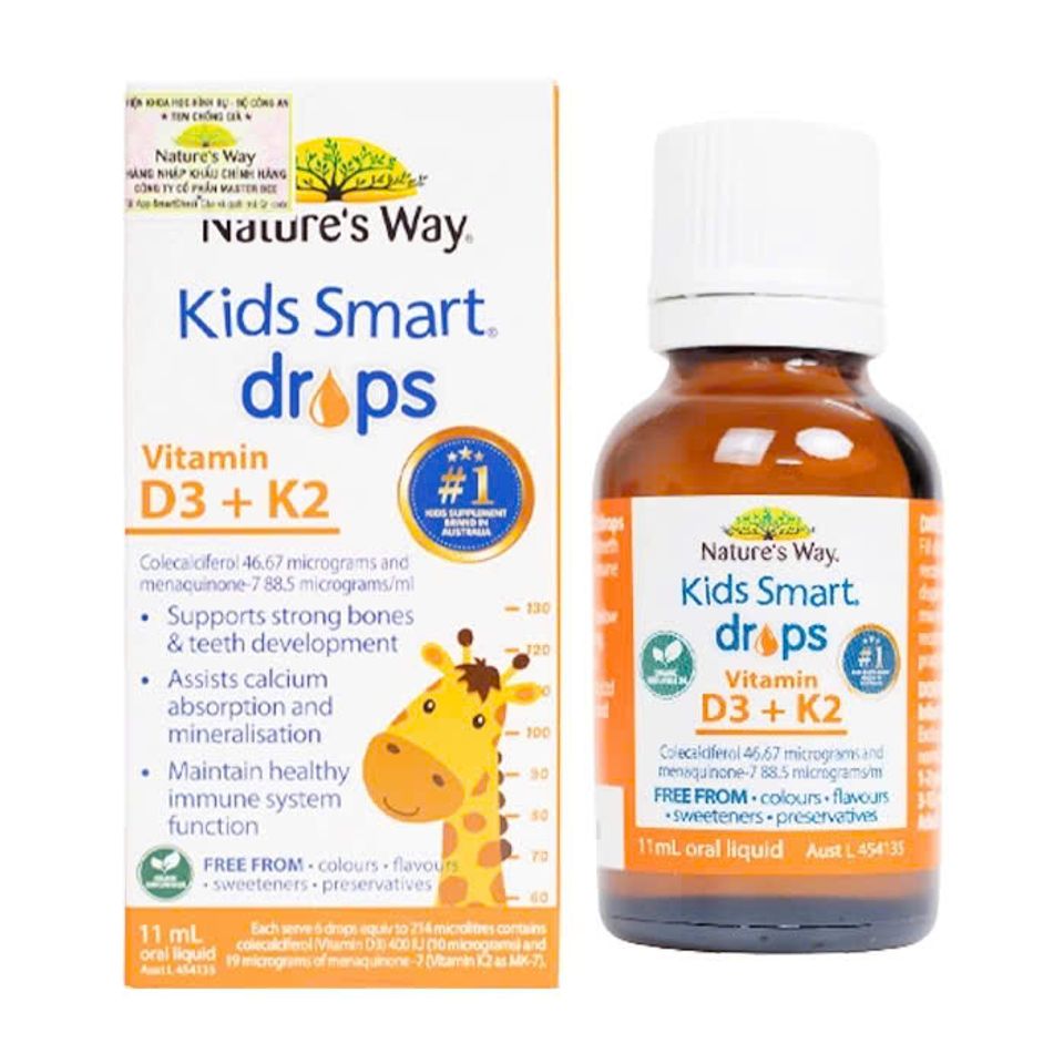 Vitamin D3 + K2 Nature's Way Trẻ Em Thông Minh - Giúp Hấp Thụ Canxi, Tăng Cường Sức Khỏe Xương (11ml)