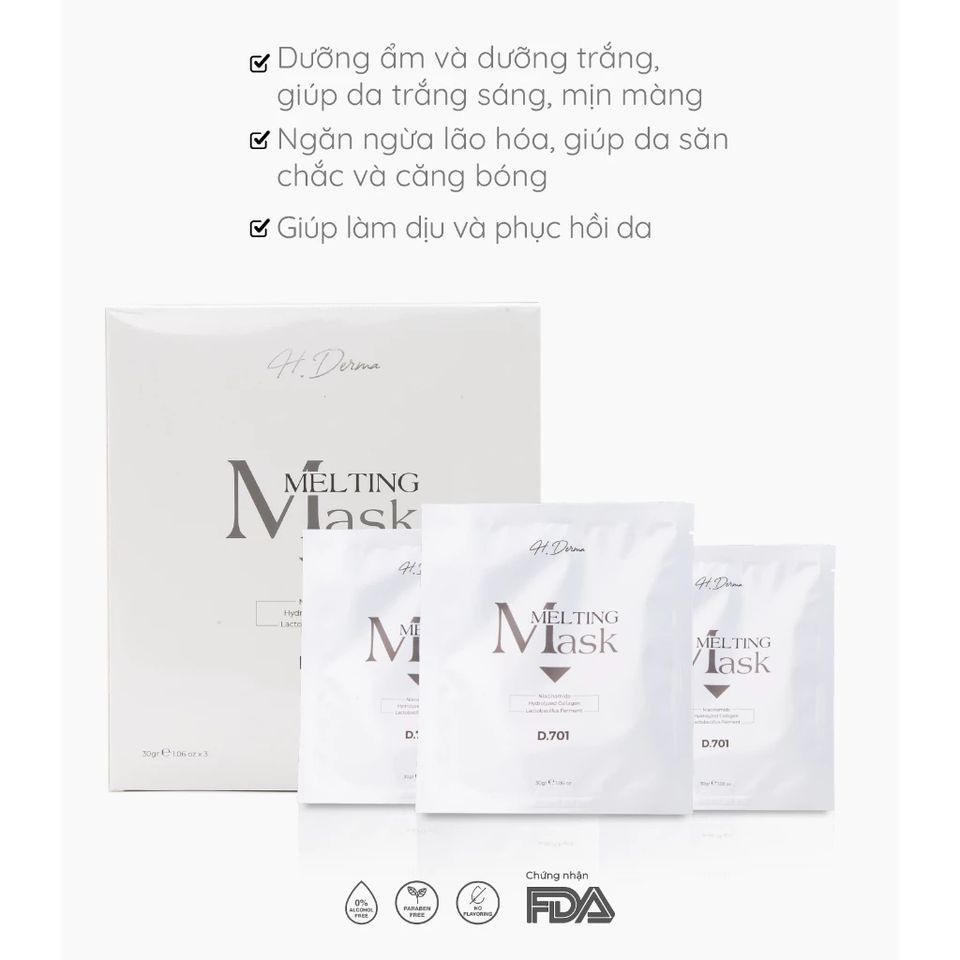 Mặt Nạ H.Derma Melting – Thạch Tan Chảy Dưỡng Ẩm Và Phục Hồi Da Sáng Mịn, Kiềm Dầu, Chống Lão Hóa, Phù Hợp Với Mọi Loại Da