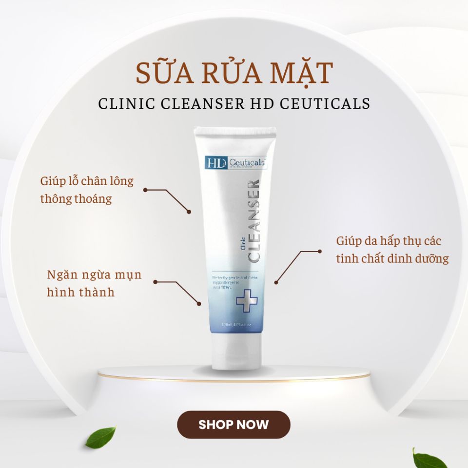 Sữa Rửa Mặt Không Bọt HD DERMA CEUTICALS - Chiết Xuất Trà Xanh & Hyaluronic Acid Cho Mọi Loại Da, Ngăn Ngừa Mụn, Làm Sạch Da Mặt Tươi Tắn