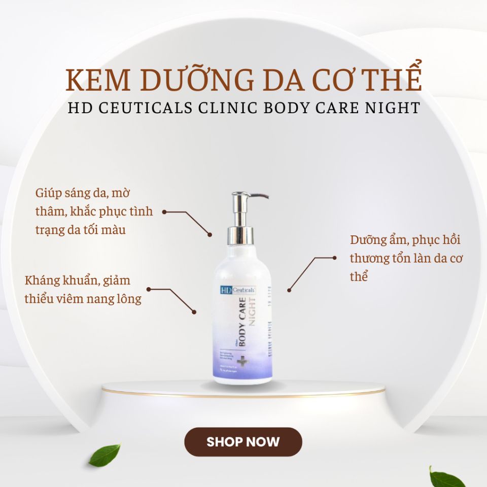 Kem Dưỡng Da Cơ Thể Ban Đêm HD Derma HD Ceuticals - Sáng Da, Giữ Ẩm, Phục Hồi Da Tự Nhiên, Dành Cho Mọi Loại Da