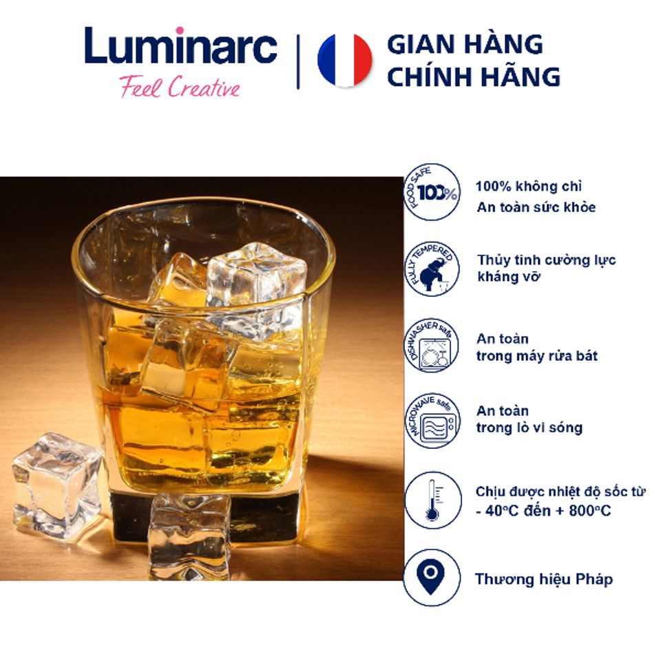 Bộ 6 cốc thủy tinh thấp Luminarc Sterling 30cl - Dụng cụ bếp an toàn, hiện đại, thiết kế tinh tế Pháp