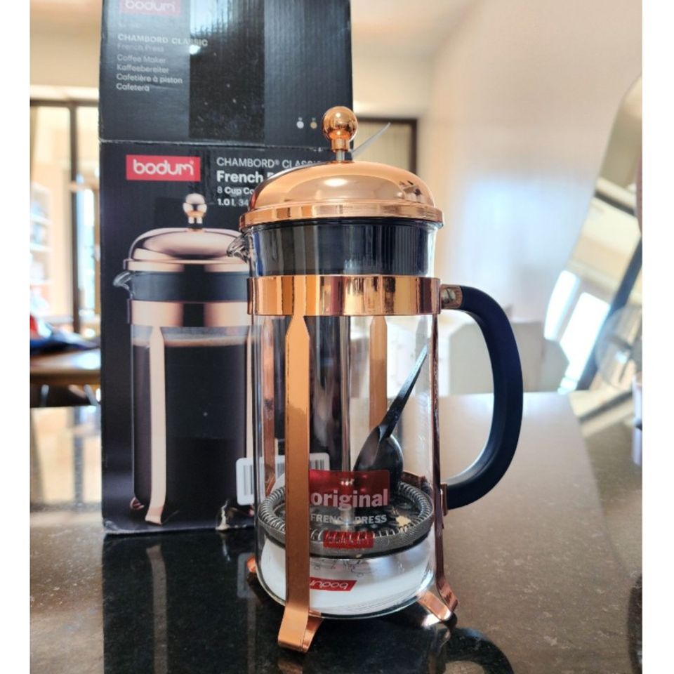 Bình Pha Cà Phê Pháp Bodum Chambord 1L - Thiết Kế Cổ Điển, Thủy Tinh Borosilicat, Dễ Sử Dụng, Hương Vị Tinh Khiết