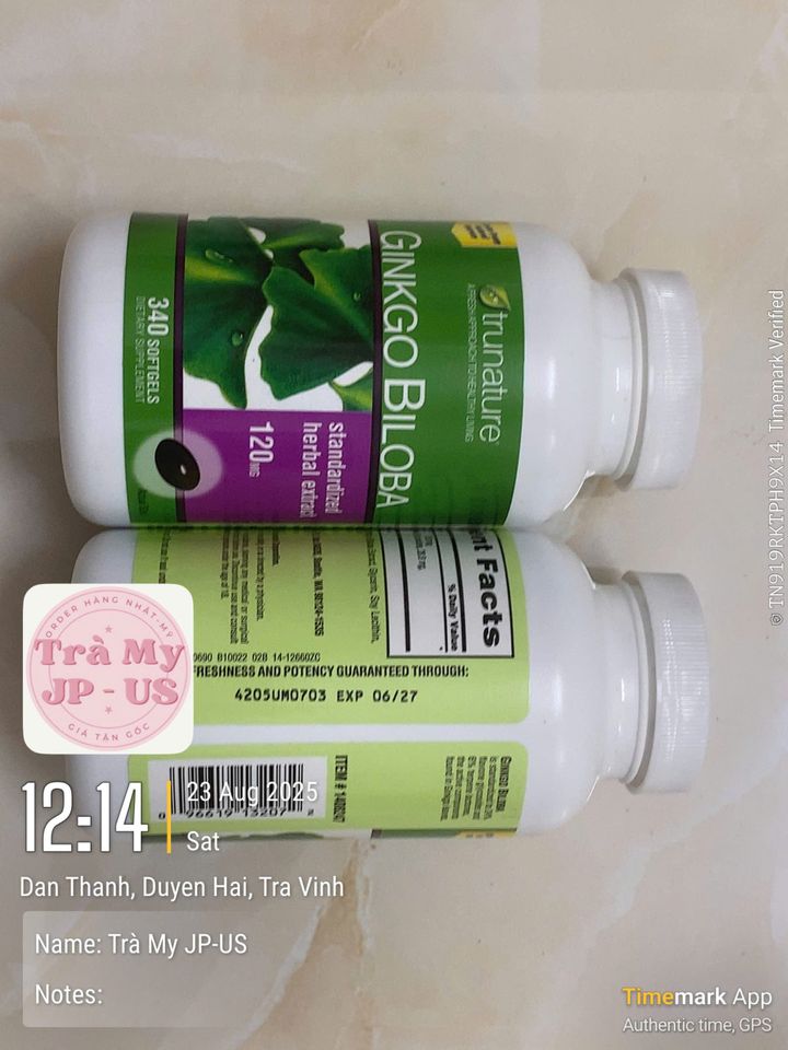 (Auth nhập khẩu) Viên Uống Ginkgo Biloba Trunature 120mg - Lọ 340 Viên Bổ Não Hỗ Trợ Sức Khỏe - Hàng Chính Hãng Mỹ