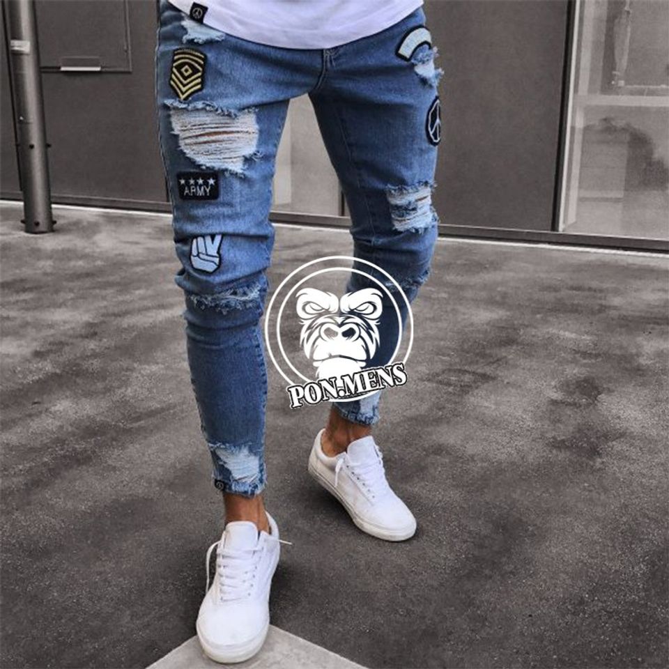 Quần Jean Rách Gối Nam - Chất Liệu Denim Thoáng Mát - Phong Cách Trẻ Trung, Dễ Dàng Kết Hợp