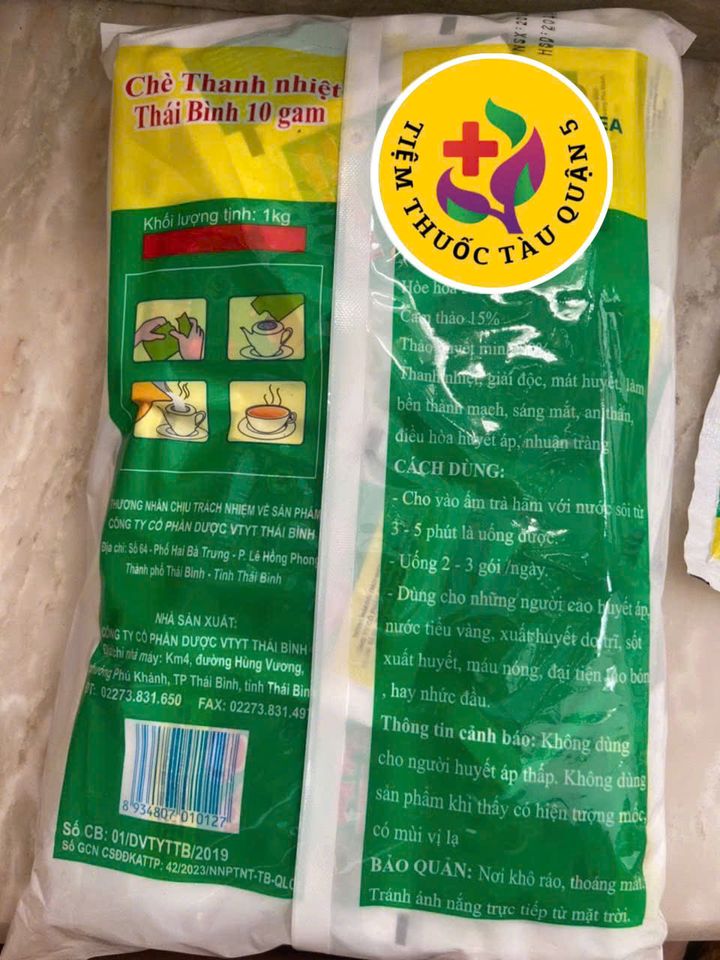 Trà Thanh Nhiệt Thái Bình - Giúp Giải Độc, Mát Huyết, Tốt Cho Người Cao Huyết Áp - Gói 100 Gói