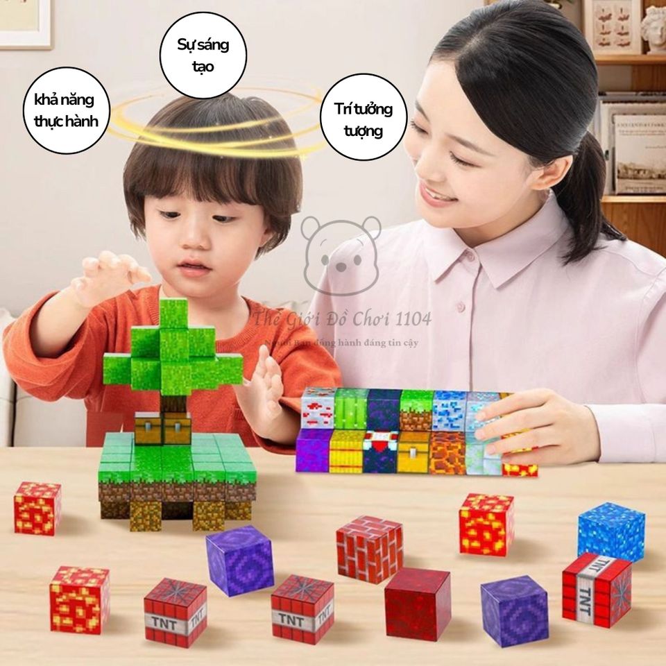 Khối Nam Châm Xây Dựng Kèm Nhân Vật - Đồ Chơi Tư Duy Lắp Ráp Kiến Trúc Độc Đáo cho Trẻ Em - Quà Tặng Sinh Nhật Tuyệt Vời
