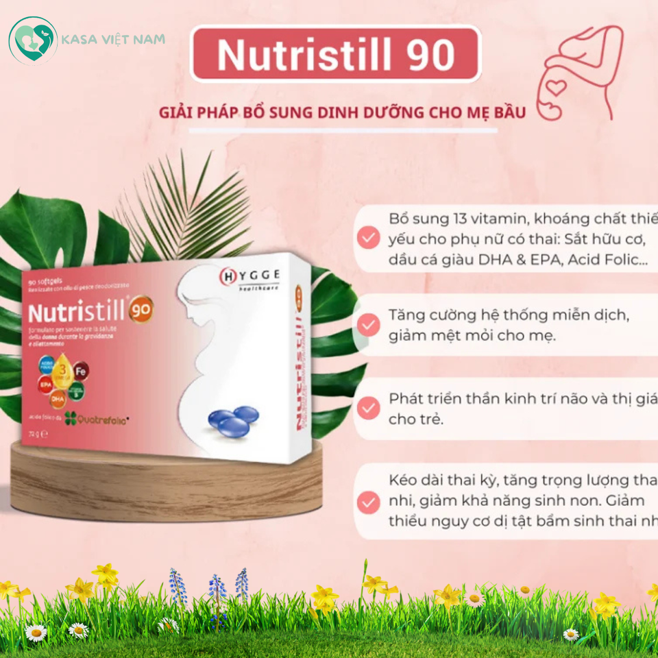 Viên uống Vitamin tổng hợp Nutristill 90 cho Mẹ bầu & sau sinh - Hỗ trợ sức khỏe mẹ và phát triển thai nhi.