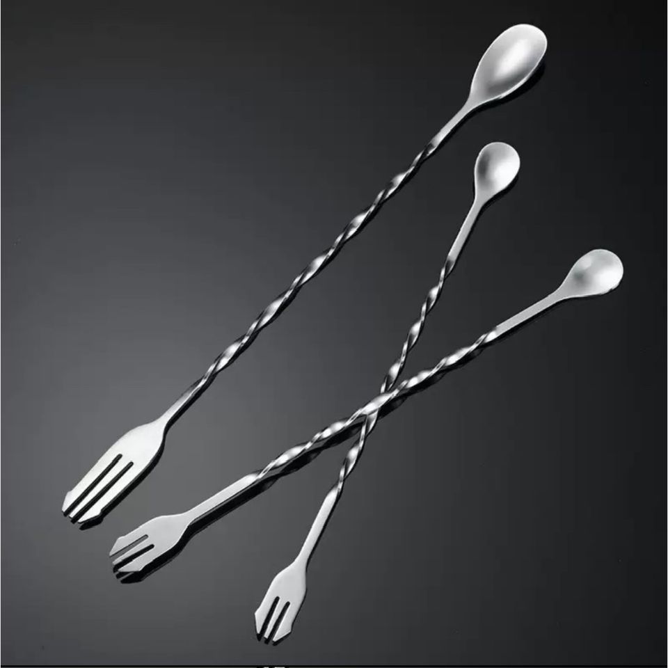 Muỗng Bar Xoắn 2 Đầu Inox Cao Cấp An Toàn Không Gỉ - Dụng Cụ Pha Chế Chuyên Nghiệp Cho Nhà Bếp (TV389)