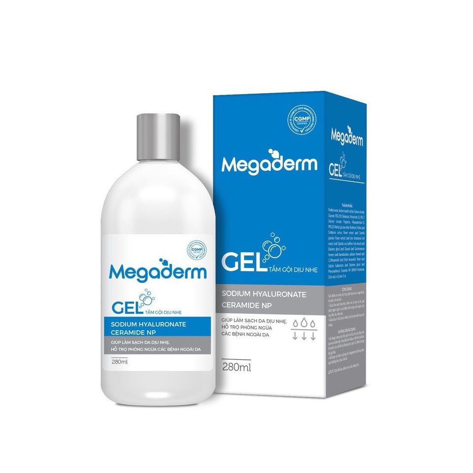 Gel Tắm Gội Megaderm Dịu Nhẹ 280ml - Sản Phẩm An Toàn Cho Trẻ Sơ Sinh, Phòng Ngừa Ngứa Mẩn Đỏ, Dưỡng Ẩm Da