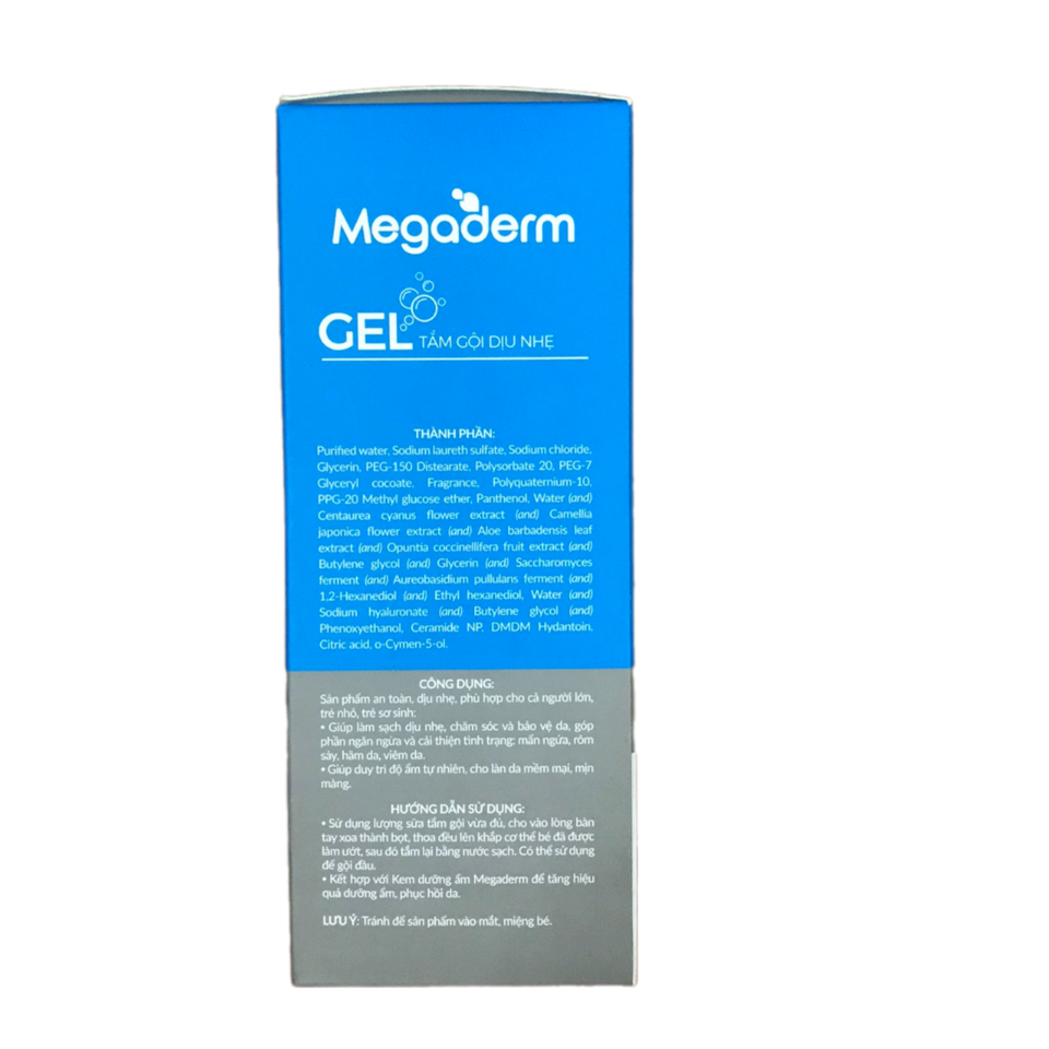 Gel Tắm Gội Megaderm Dịu Nhẹ 280ml - Sản Phẩm An Toàn Cho Trẻ Sơ Sinh, Phòng Ngừa Ngứa Mẩn Đỏ, Dưỡng Ẩm Da