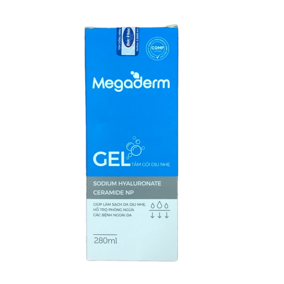 Gel Tắm Gội Megaderm Dịu Nhẹ 280ml - Sản Phẩm An Toàn Cho Trẻ Sơ Sinh, Phòng Ngừa Ngứa Mẩn Đỏ, Dưỡng Ẩm Da