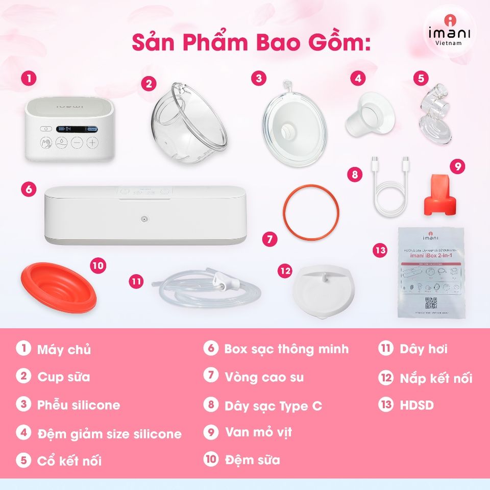 Máy Hút Sữa Rảnh Tay IMANI Ibox 2in1 Hàn Quốc - Thiết Kế Thông Minh, Công Nghệ Hút Kiệt, Không Đau, Bảo Hành 1 Năm
