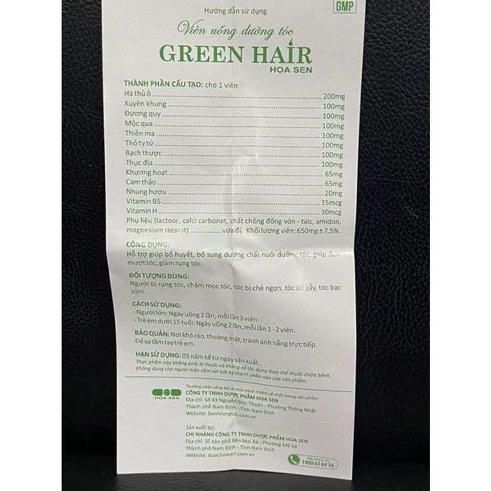 Viên Uống Green Hair Hoa Sen 60 Viên - Nuôi Dưỡng Tóc, Giảm Gãy Rụng, Hỗ Trợ Mọc Tóc Khỏe Mạnh Từ Gốc Đến Ngọn