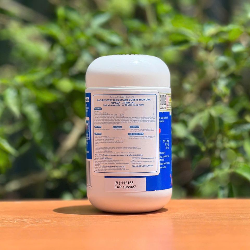 Nature’s Way Kids Smart Bursts Omega-3 DHA - Tăng cường phát triển não bộ & sức khỏe mắt cho trẻ (60 viên)