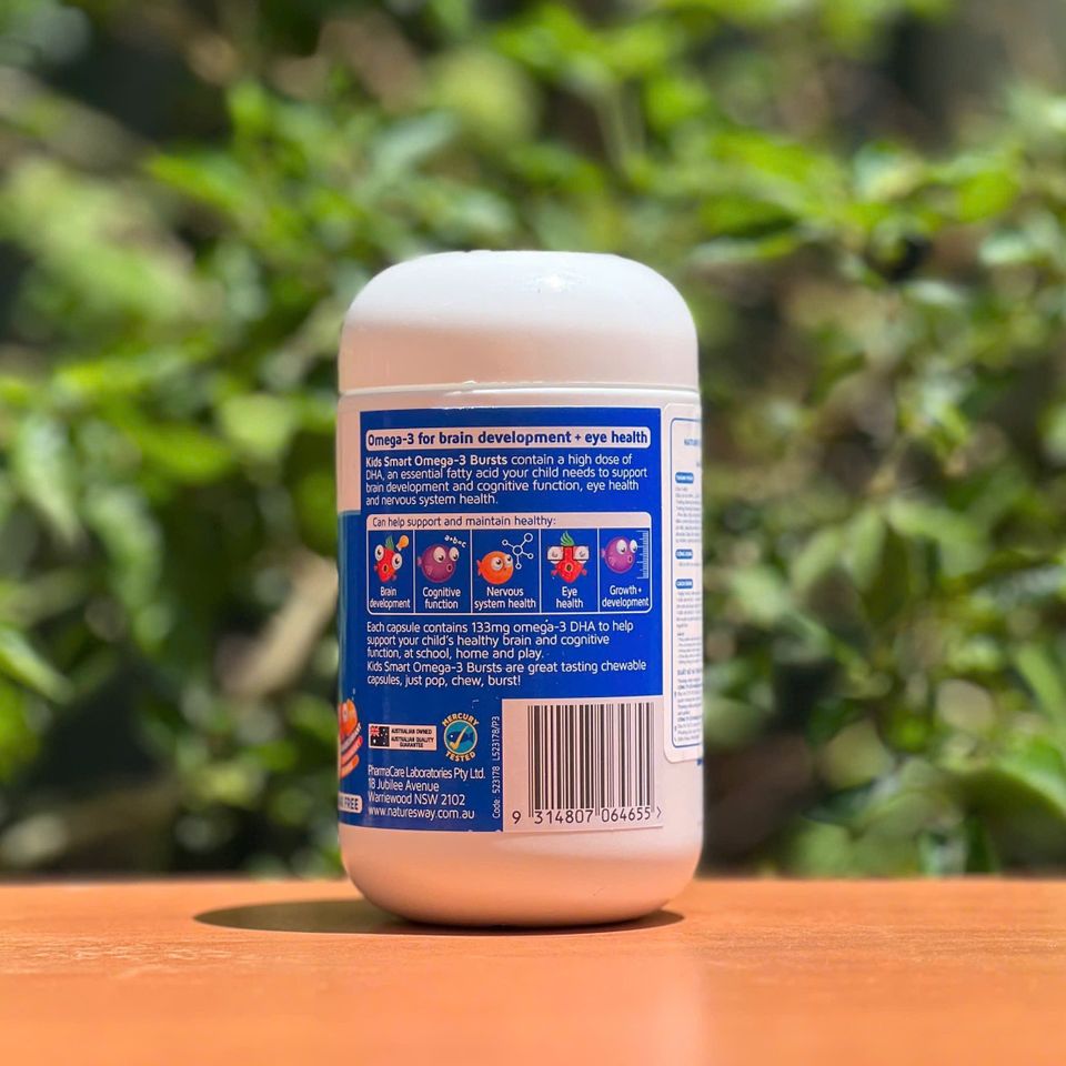 Nature’s Way Kids Smart Bursts Omega-3 DHA - Tăng cường phát triển não bộ & sức khỏe mắt cho trẻ (60 viên)