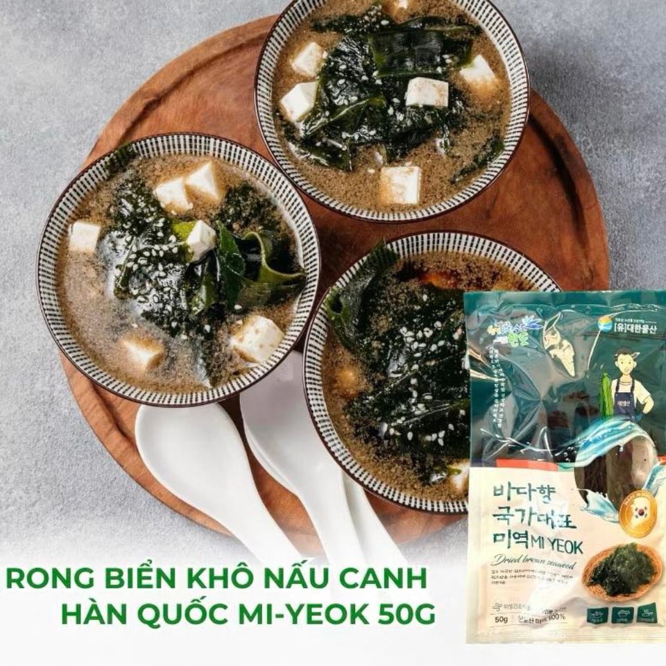 Rong Biển Nấu Canh Mi Yeok 50g - 100% Tảo Biển Nguyên Chất Hàn Quốc, Dinh Dưỡng Thanh Mát, Dễ Chế Biến Cho Sức Khỏe