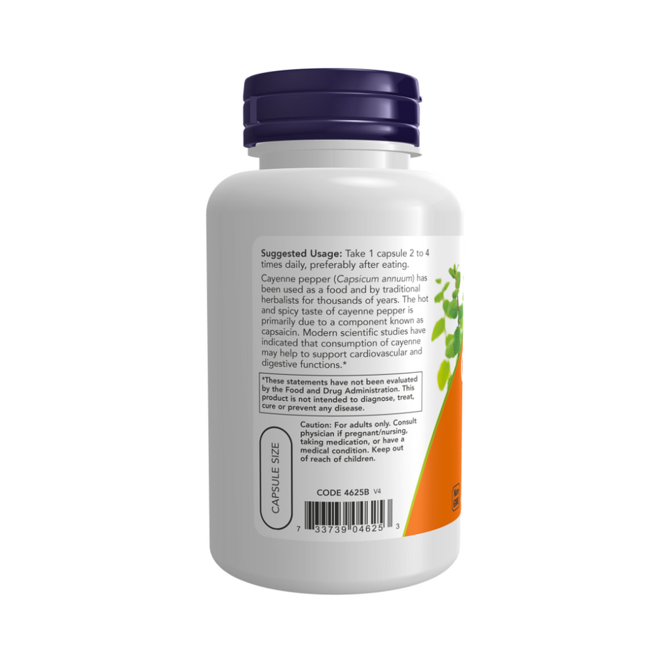 Viên Uống Cayenne NOW Quả Ớt Đỏ Hỗ Trợ Tiêu Hoá - Giảm Đầy Hơi, Chướng Bụng, Hộp 100 Viên Nhộng từ USA