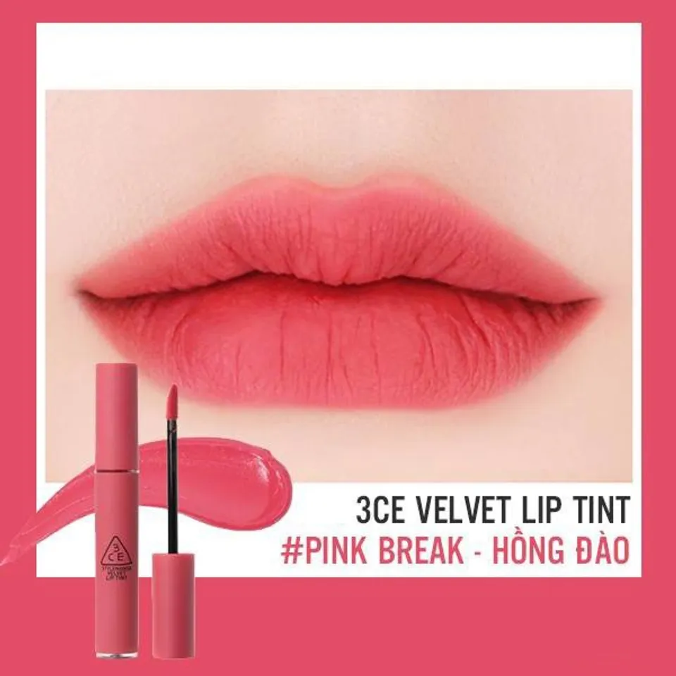 Son Kem Lì 3CE Velvet Lip Tint #Pink Break - Son Môi Dưỡng Ẩm, Chất Kem ...