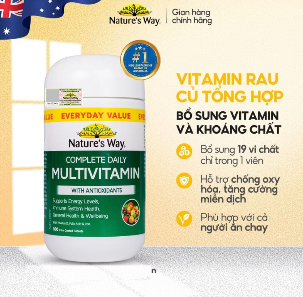 Viên Uống Multivitamin Hàng Ngày Nature’s Way - Bổ Sung Vitamin và Khoáng Chất Toàn Diện, Hỗ Trợ Năng Lượng và Miễn Dịch