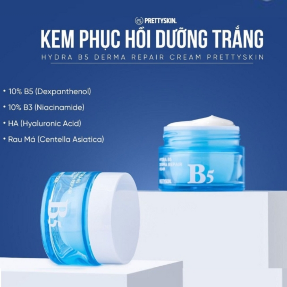 Kem Dưỡng Ẩm Phục Hồi Dưỡng Trắng Hydra B5 Derma Repair Cream Prettyskin 52ml - Làm Sáng Da, Cấp Ẩm, Chống Kích Ứng Da