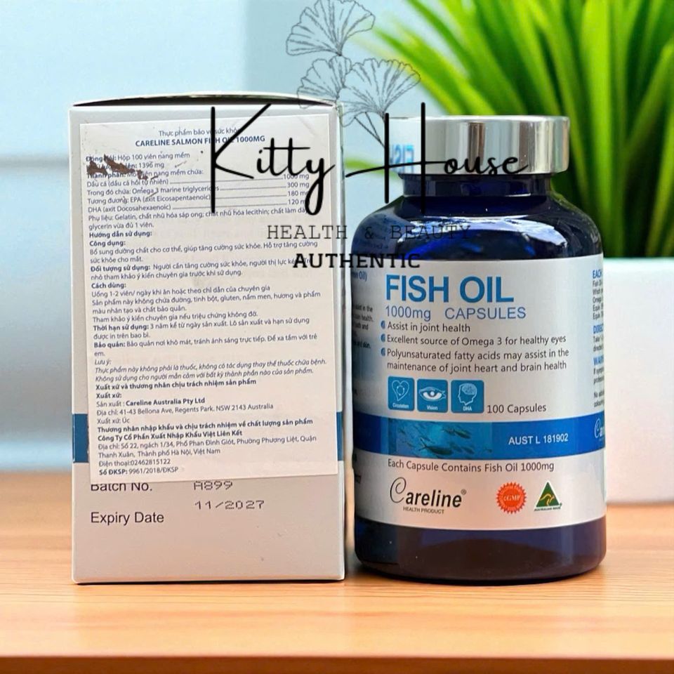 Viên uống dầu cá Careline Fish Oil 1000mg - Bổ sung DHA EPA hỗ trợ sức khỏe tim mạch, trí não, thị lực (100 viên)
