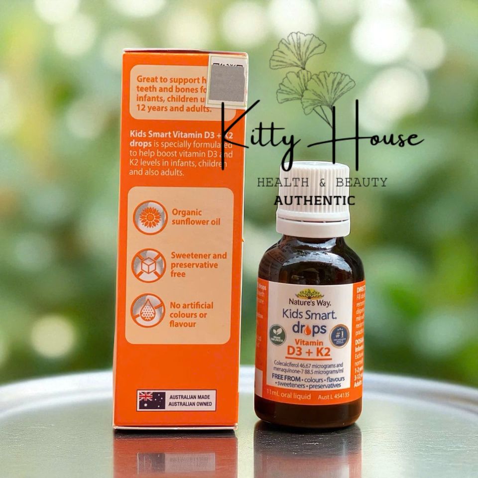 Dung Dịch Uống Vitamin D3 + K2 Nature's Way Kids Smart Drops 11ml - Tăng Cường Sức Khỏe Xương Cho Trẻ Em