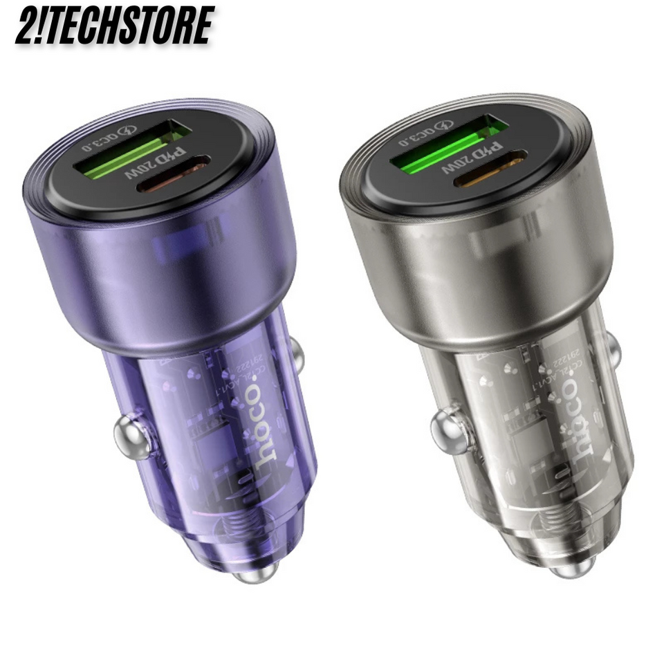 Tẩu sạc ô tô Hoco Z52 sạc nhanh 38W hỗ trợ cùng lúc 2 thiết bị qua cổng Type-C và USB-A