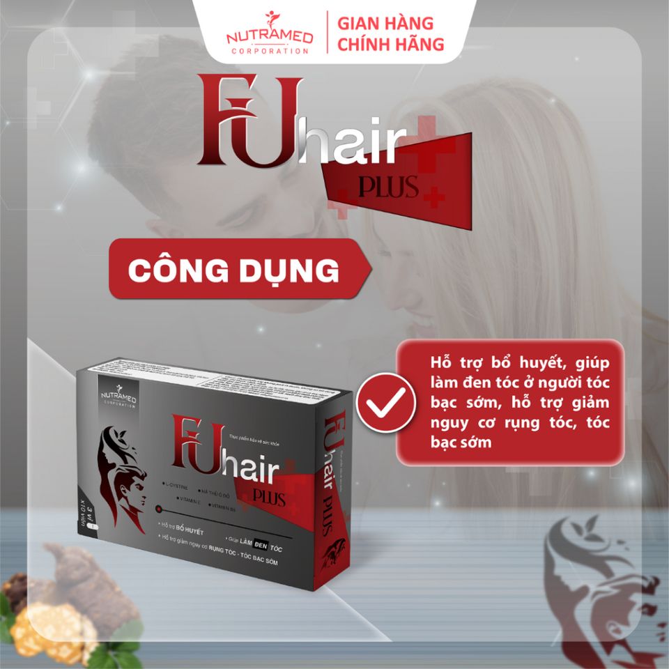 Viên uống Fuhair Plus - Hỗ trợ giảm rụng tóc, làm đen tóc và chăm sóc tóc chắc khỏe - Nutramed