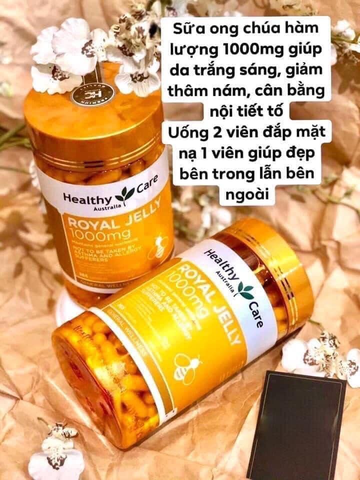 Viên uống sữa ong chúa Royal Jelly 1000mg Healthy Care 120 viên