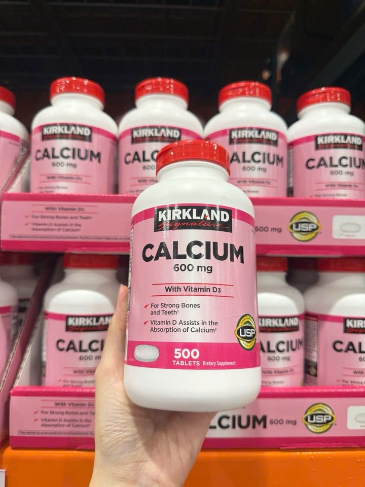 Viên uống Bổ sung Canxi 600mg + Vitamin D3 400 I.U Kirkland Signature 500 viên - Giúp xương và răng chắc khỏe, Hàng Mỹ chính hãng
