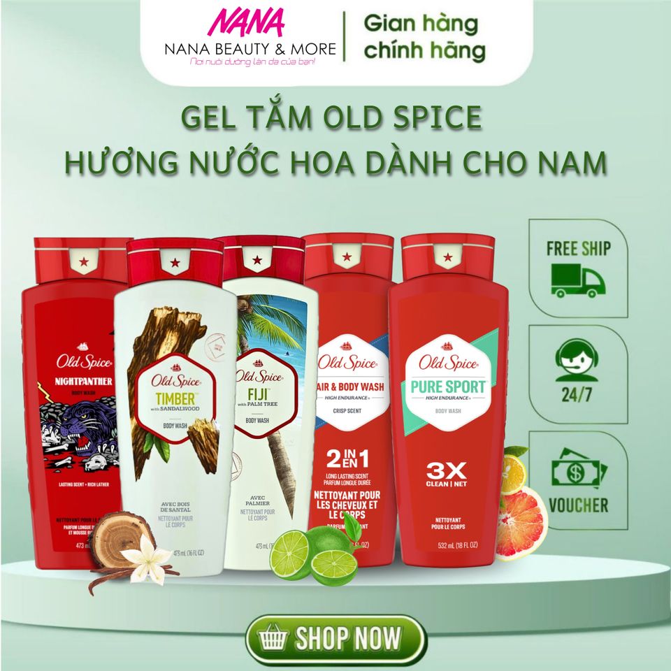 Sữa Tắm Old Spice Body Wash Hương Nước Hoa Nam 473ml - Sạch Mát Da, Thơm Lâu, Dành Cho Nam Giới