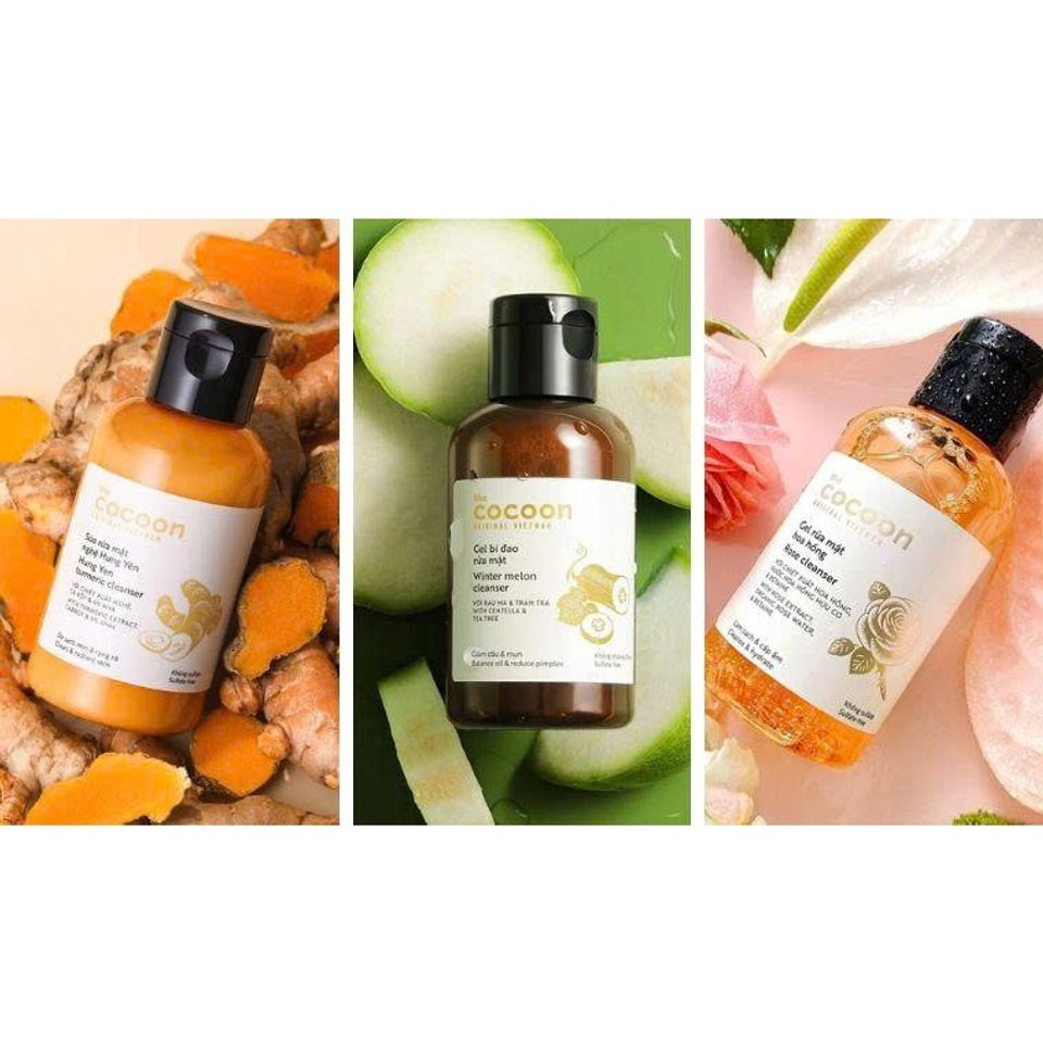Gel Rửa Mặt Cocoon Chiết Xuất Hoa Hồng & Nghệ - Sáng Mịn, Ẩm Mượt, Gel 140ml & 310ml Chăm Sóc Da Mặt
