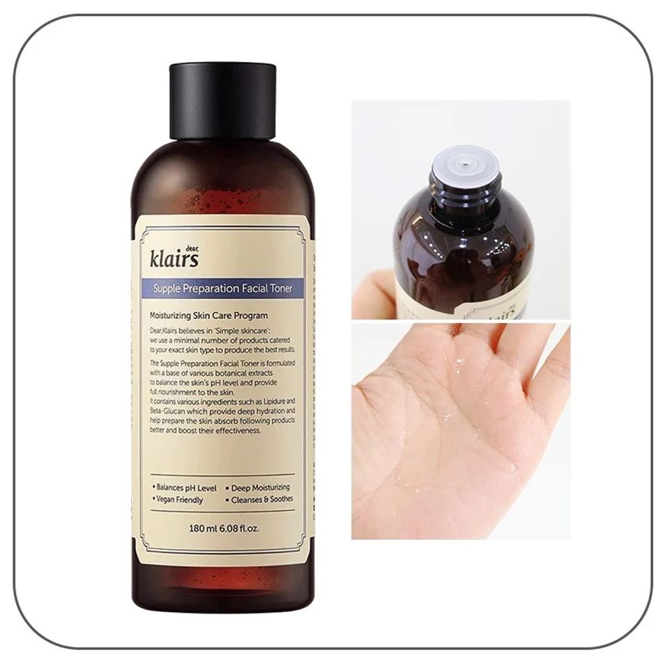 Nước Hoa Hồng Klairs Supple Preparation Facial Toner 180ml - Toner Dưỡng Ẩm Phục Hồi Da Nhạy Cảm, Cân Bằng Độ pH, Hàn Quốc