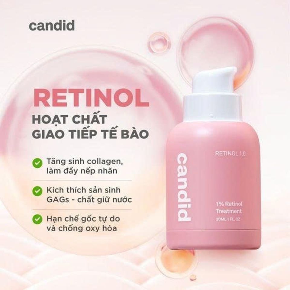 Bộ Tinh Chất & Kem Dưỡng CANDID Retinol 0.5% và B5 Cica 30ml - Gel Tẩy Tế Bào Chết BHA 100ml - Giải Pháp Chăm Sóc Da Chuyên Sâu