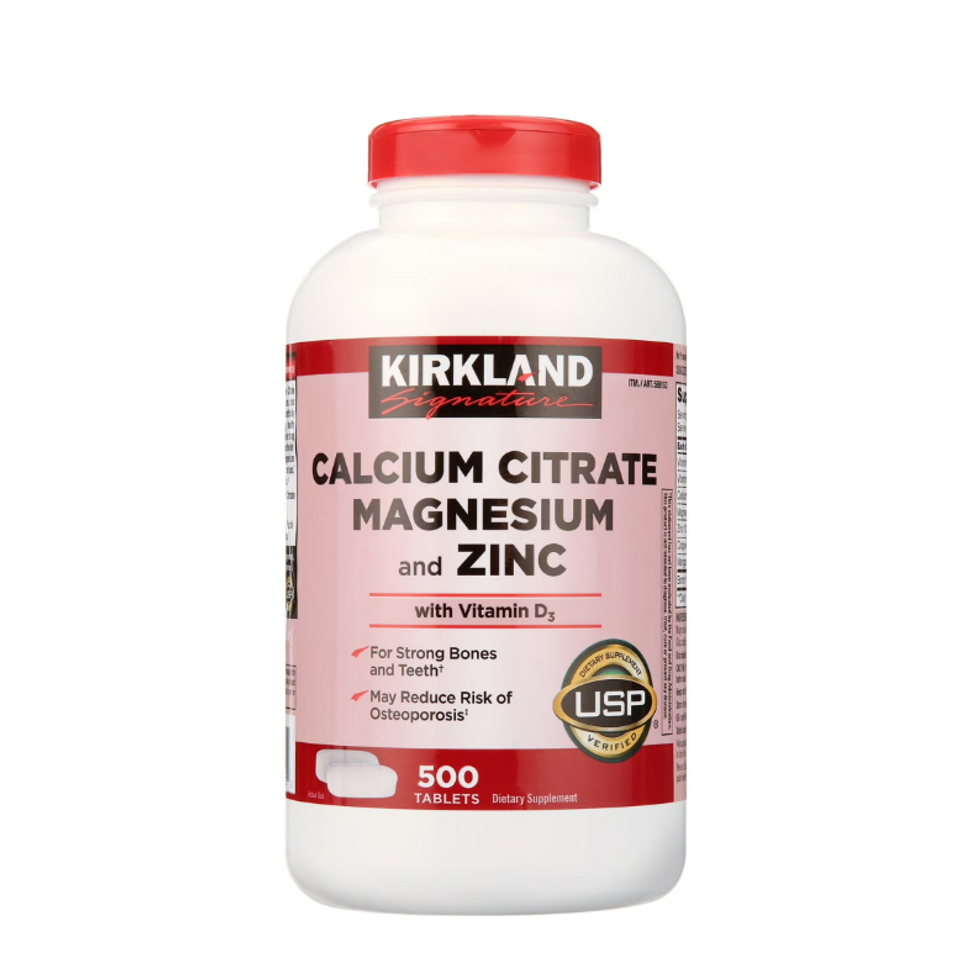Viên Uống Canxi Citrate Magnesium Kẽm Vitamin D3 Kirkland 500 Viên - Hỗ Trợ Xương Khớp và Tăng Cường Miễn Dịch