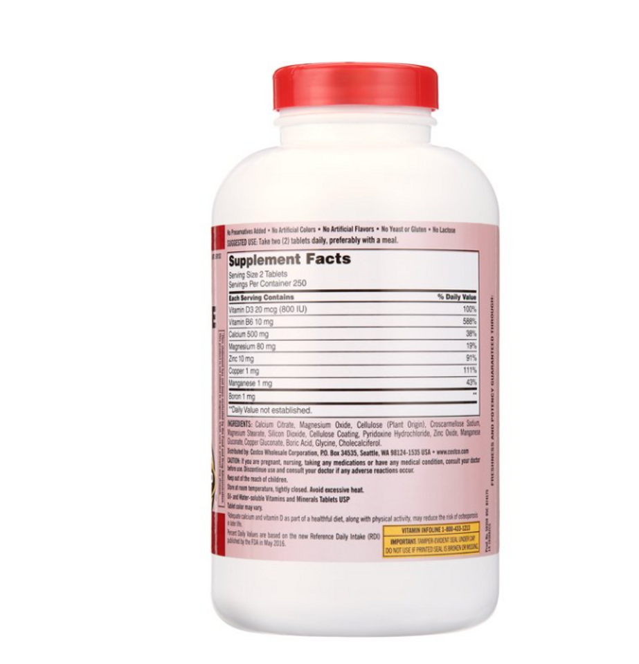Viên Uống Canxi Citrate Magnesium Kẽm Vitamin D3 Kirkland 500 Viên - Hỗ Trợ Xương Khớp và Tăng Cường Miễn Dịch