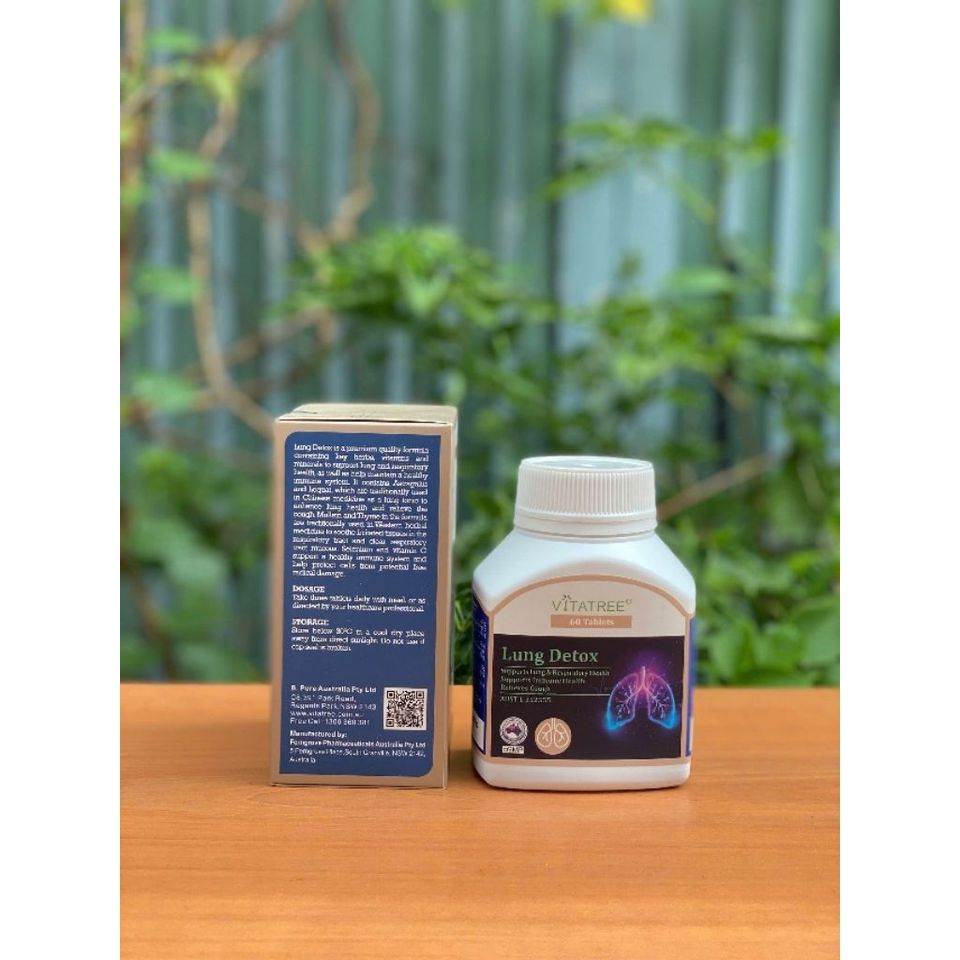 Viên Uống Bổ Phổi Vitatree Lung Detox 60 Viên - Thải Độc, Hỗ Trợ Hô Hấp Từ Thảo Dược Thiên Nhiên, Nhập Khẩu Chính Ngạch