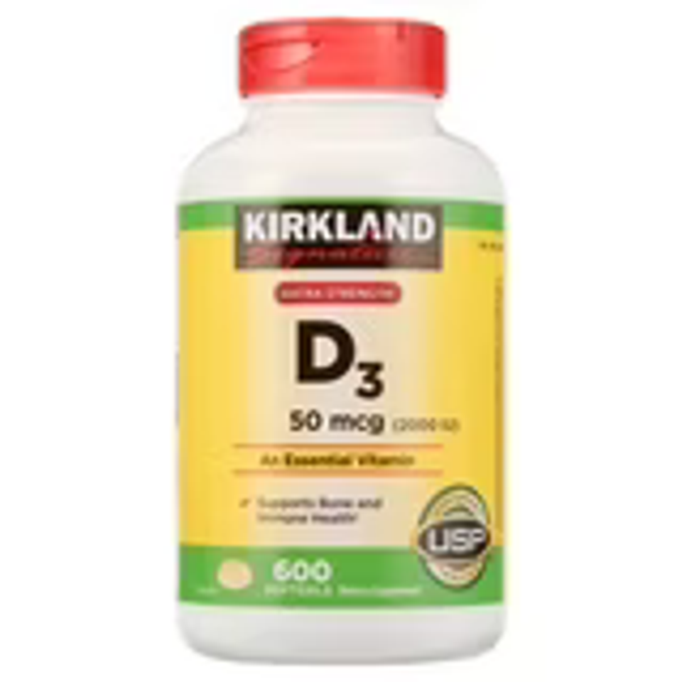 Viên Uống Vitamin D3 Kirkland Extra Strength 50mcg 2000IU - Hỗ Trợ Xương Khỏe, Tăng Cường Miễn Dịch - Lọ 600 Viên Mỹ