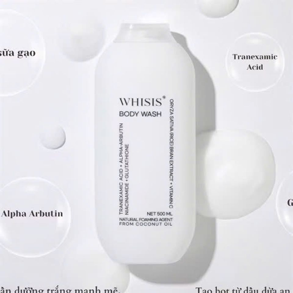Sữa Tắm Whisis Body Wash Dưỡng Da Sáng Khỏe 500ml - Tặng Kèm Bông Tắm Mềm Mại, Chăm Sóc Da Tự Nhiên, Hương Thơm Dịu Dàng