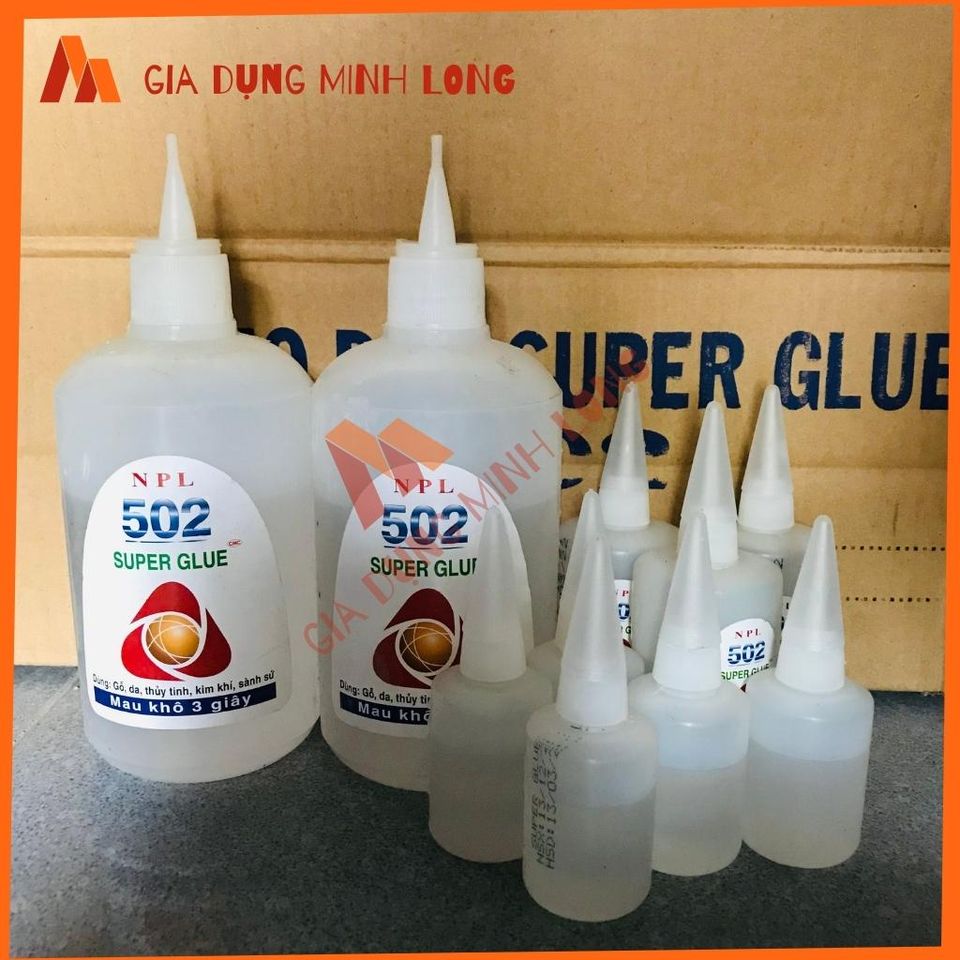 Keo 502 Chai Lớn 500ml - Keo Dán Đa Năng Siêu Dính Con Voi, Tặng Kèm 3 Lọ Chiết Dùng Để Dán Sắt, Gỗ, Giày