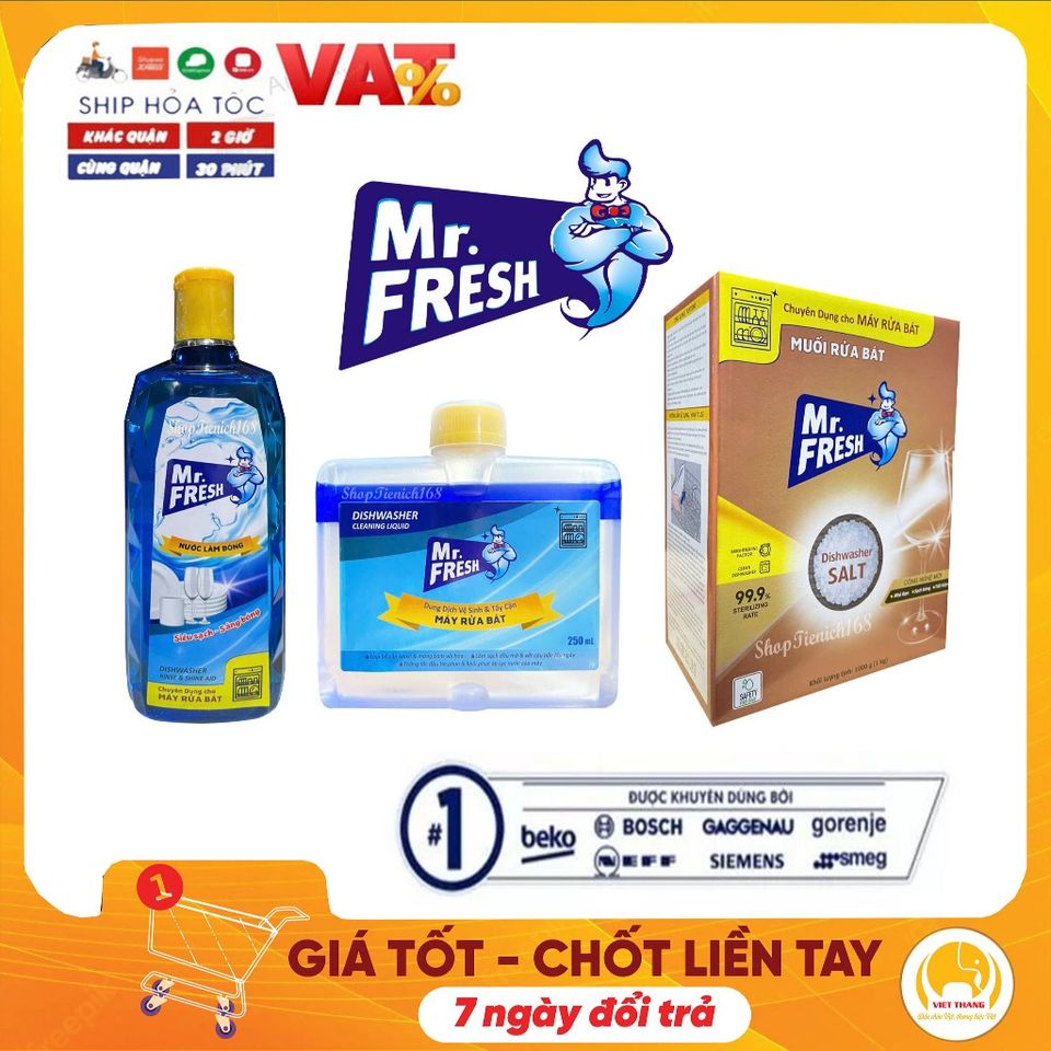 Nước Làm Bóng Mr.Fresh Hương Chanh 500ml - Giúp Bát Đĩa Bóng Loáng, Chống Đọng Nước, Dùng Cho Máy Rửa Chén Hàng Đầu