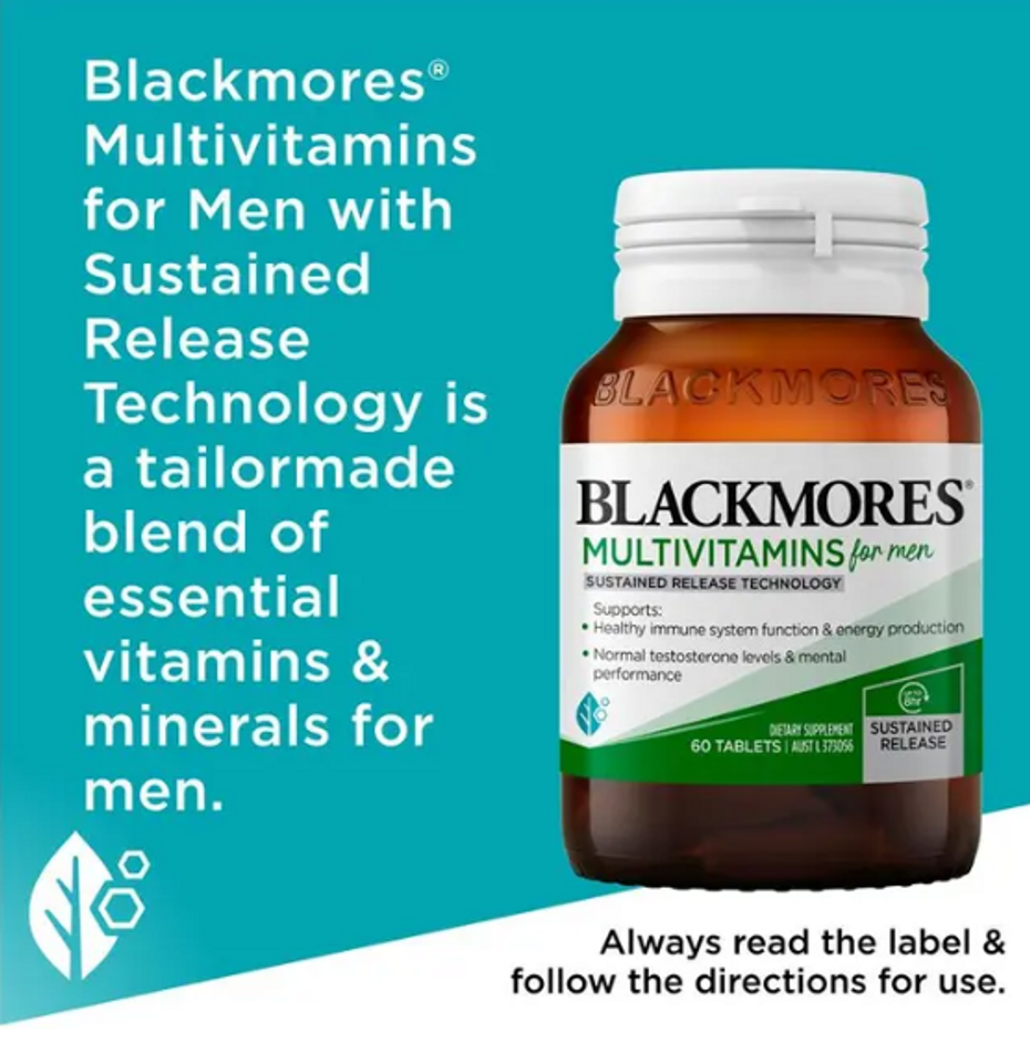 Viên Uống Vitamin Tổng Hợp Cho Nam Blackmores 60 Viên - Bổ Sung Dinh Dưỡng Ngày Với Công Thức Sustained Release Từ Úc