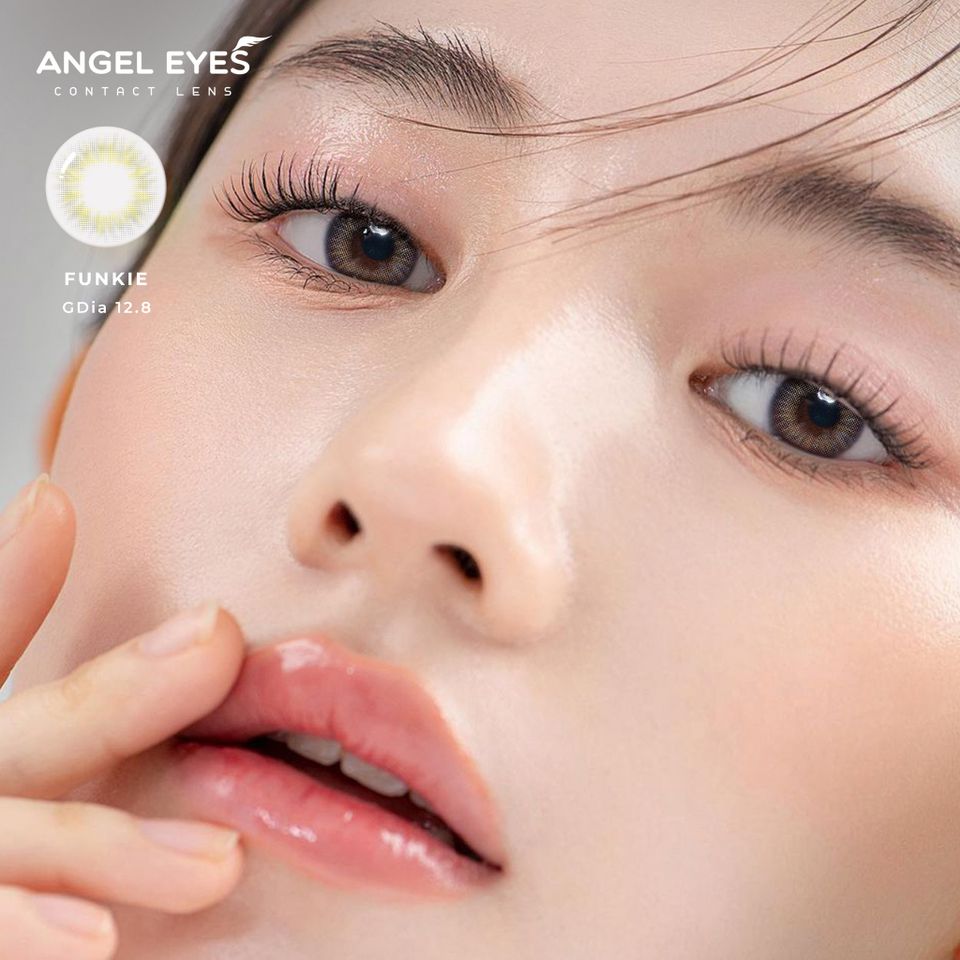 Kính áp tròng xám tây Angel Eyes Funkie - Độ cận 0-8, Kích thước 12.8mm, Lens tự nhiên thoải mái, thời trang cho mắt bạn