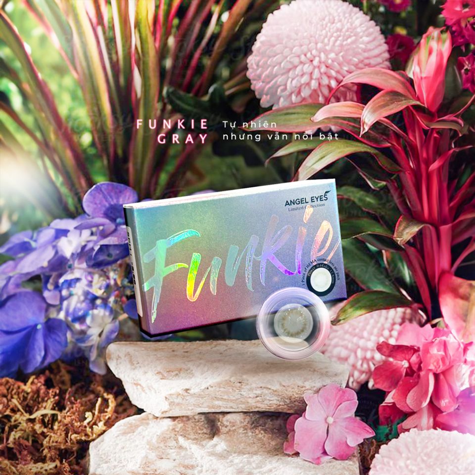 Kính áp tròng xám tây Angel Eyes Funkie - Độ cận 0-8, Kích thước 12.8mm, Lens tự nhiên thoải mái, thời trang cho mắt bạn